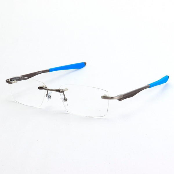 Armação de Óculos Flutuante Sem Aro Wingfold Grafite Azul Claro